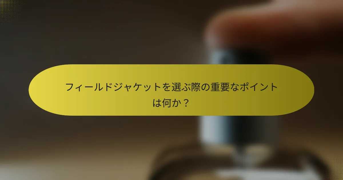 フィールドジャケットを選ぶ際の重要なポイントは何か？