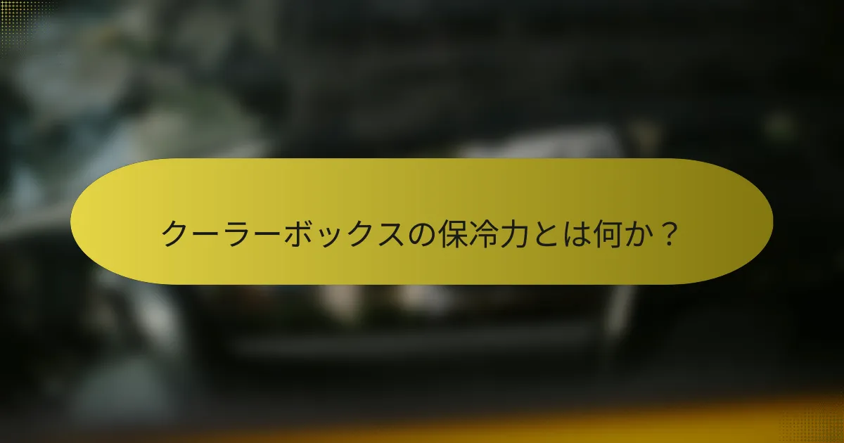 クーラーボックスの保冷力とは何か？
