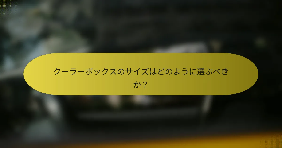 クーラーボックスのサイズはどのように選ぶべきか？