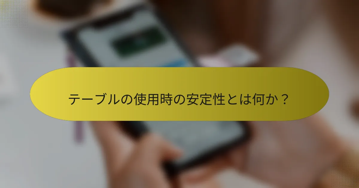 テーブルの使用時の安定性とは何か？